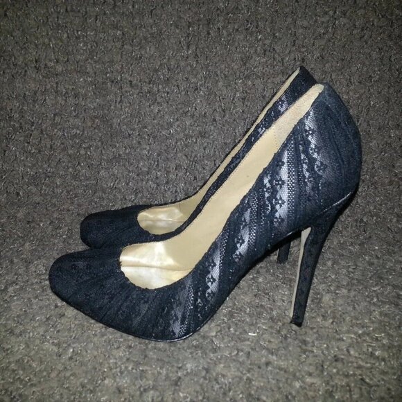 BADGLEY MISCHKA-BRYNN-Black Lace and Nude Pumps-Size 7.5M-Excellent - Picture 4 of 8